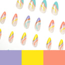 Almond Pastel Rainbow Line Patch Nail Set 24 pc set - Rose Gold Co. Shop