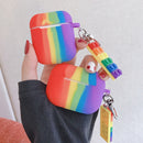 Rainbow Airpod Case With Block Pendant - Rose Gold Co. Shop