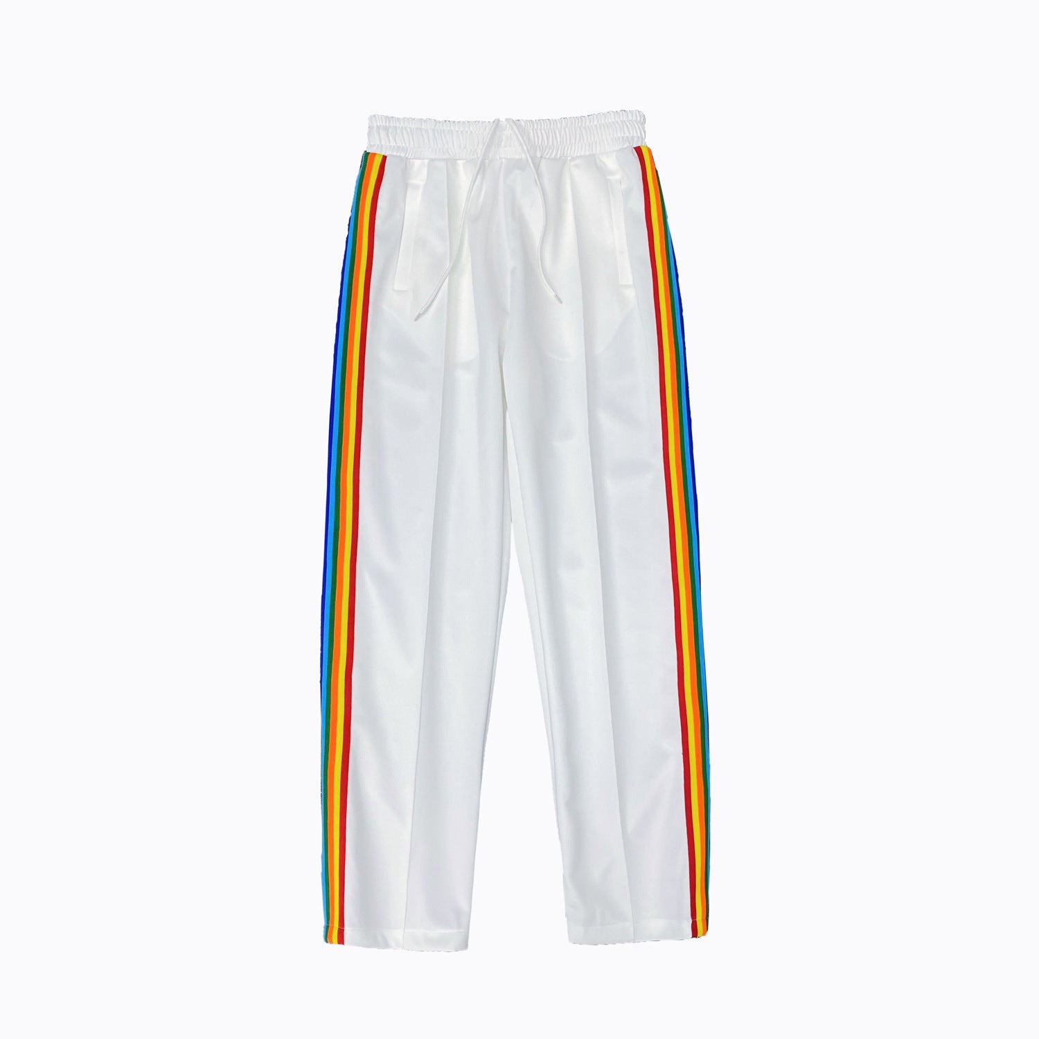 Zipper Rainbow Striped Long Pants
