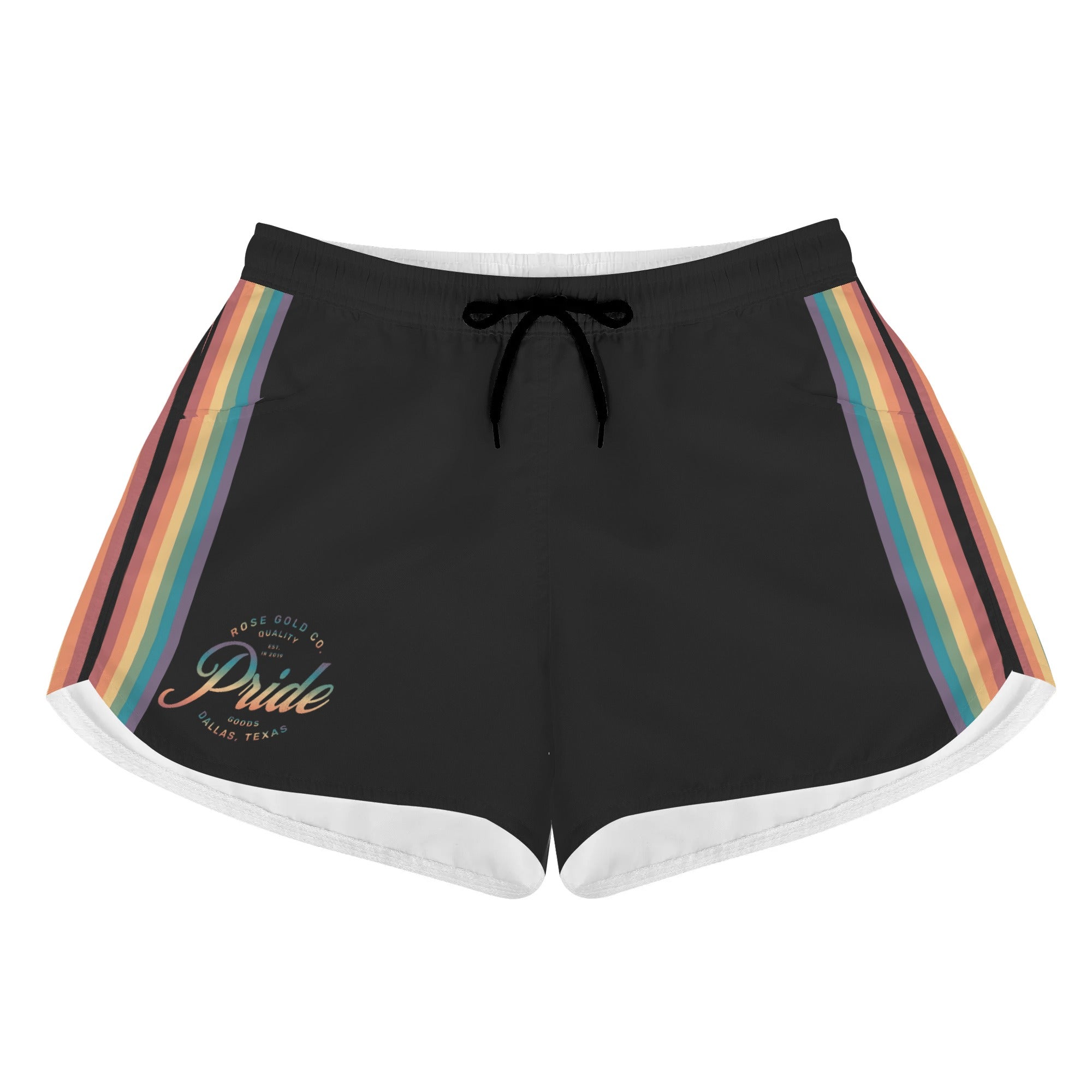 Vertical Stripe Rainbow Gay Pride Black Jersey Shorts - Rose Gold Co. Shop