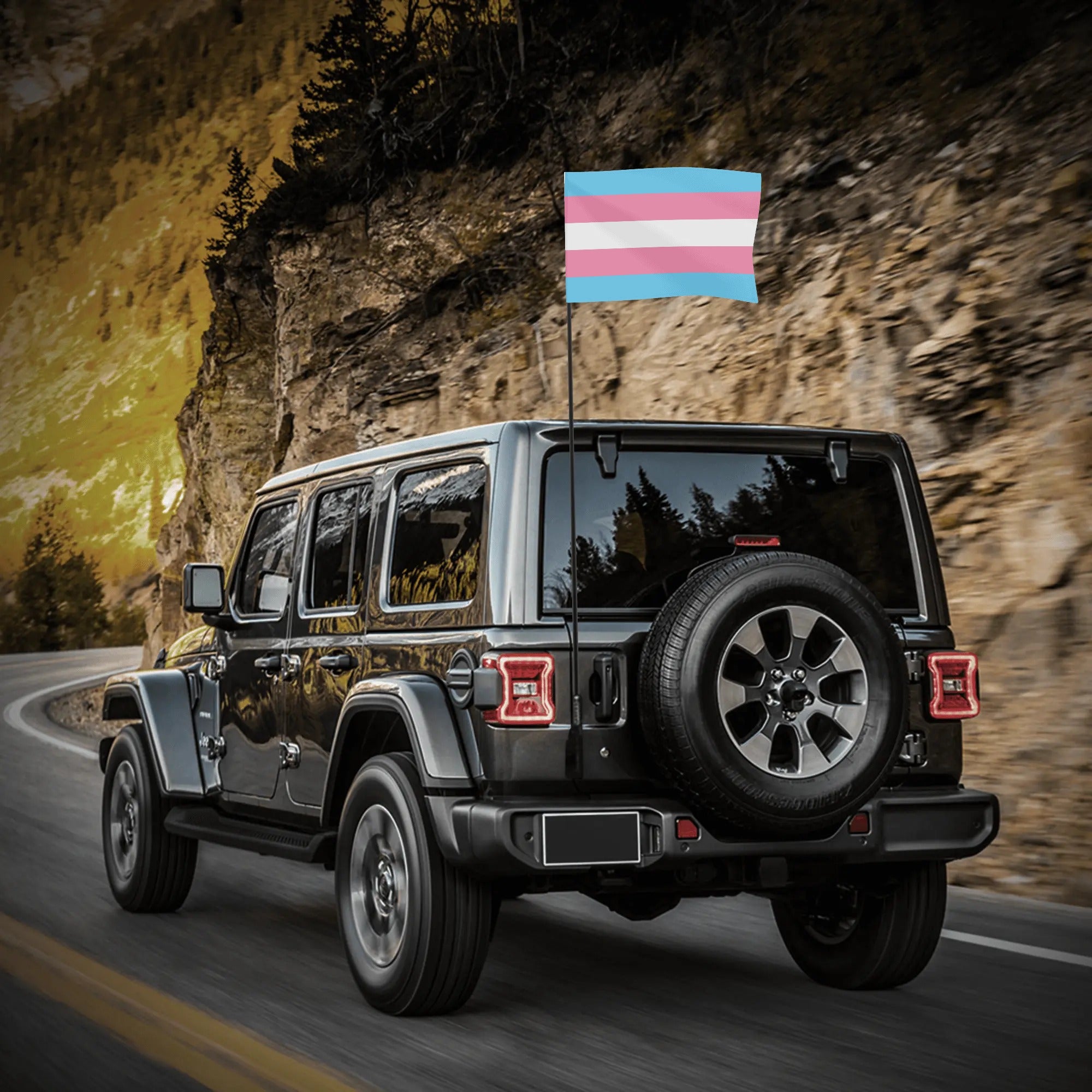 LGBT_Pride-Trans Pride Car Flag 12 x 18 - Rose Gold Co. Shop