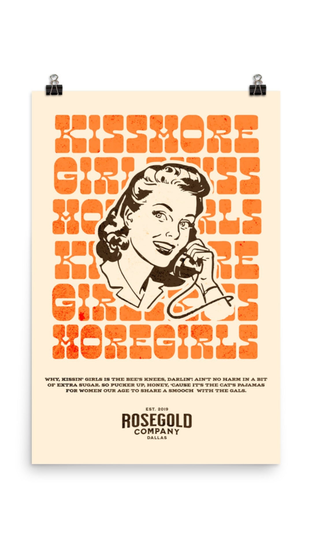 Kiss More Girls Western 1960s Girls Poster