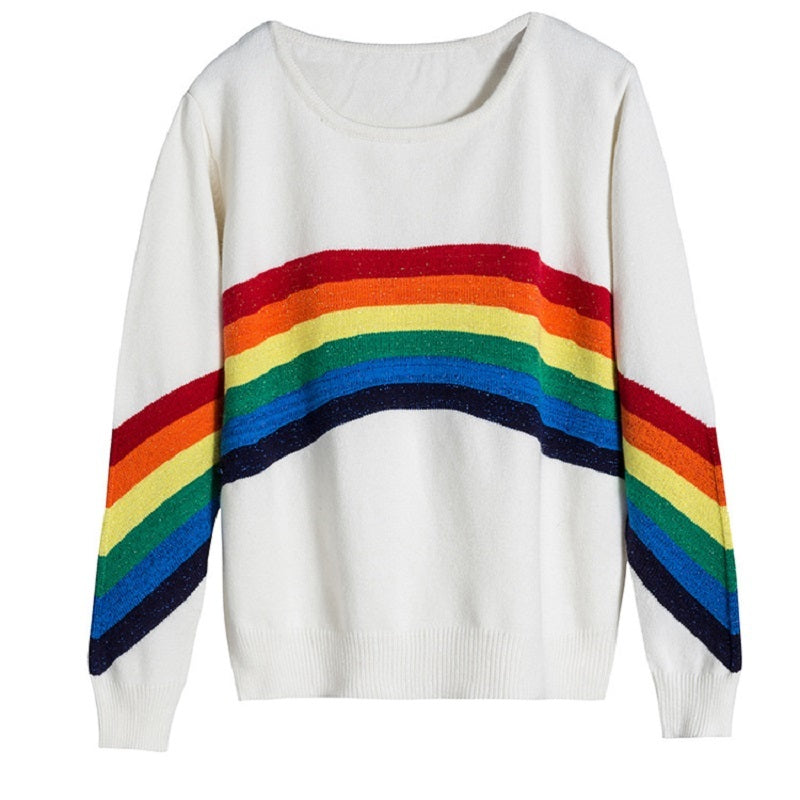 Rainbow Striped Knitted Sweater