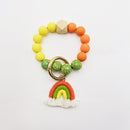 Rubber Candy Color Beads Rainbow Bracelet Keychain - Rose Gold Co. Shop