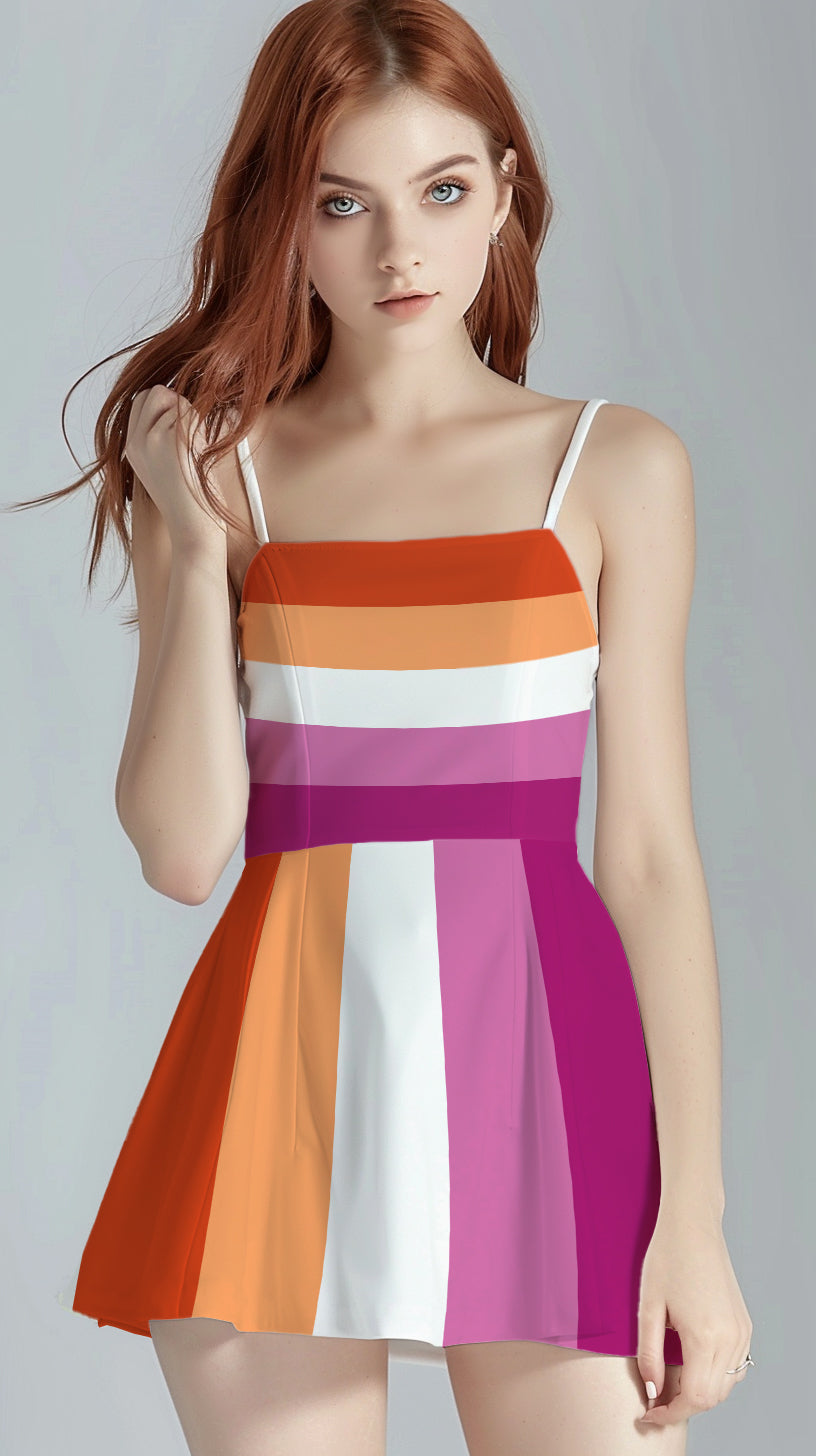 Lesbian Pride Sleeveless Spaghetti Strap Mini Dress