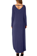 Split Long Sleeve V-Neck Maxi Dress - Rose Gold Co. Shop