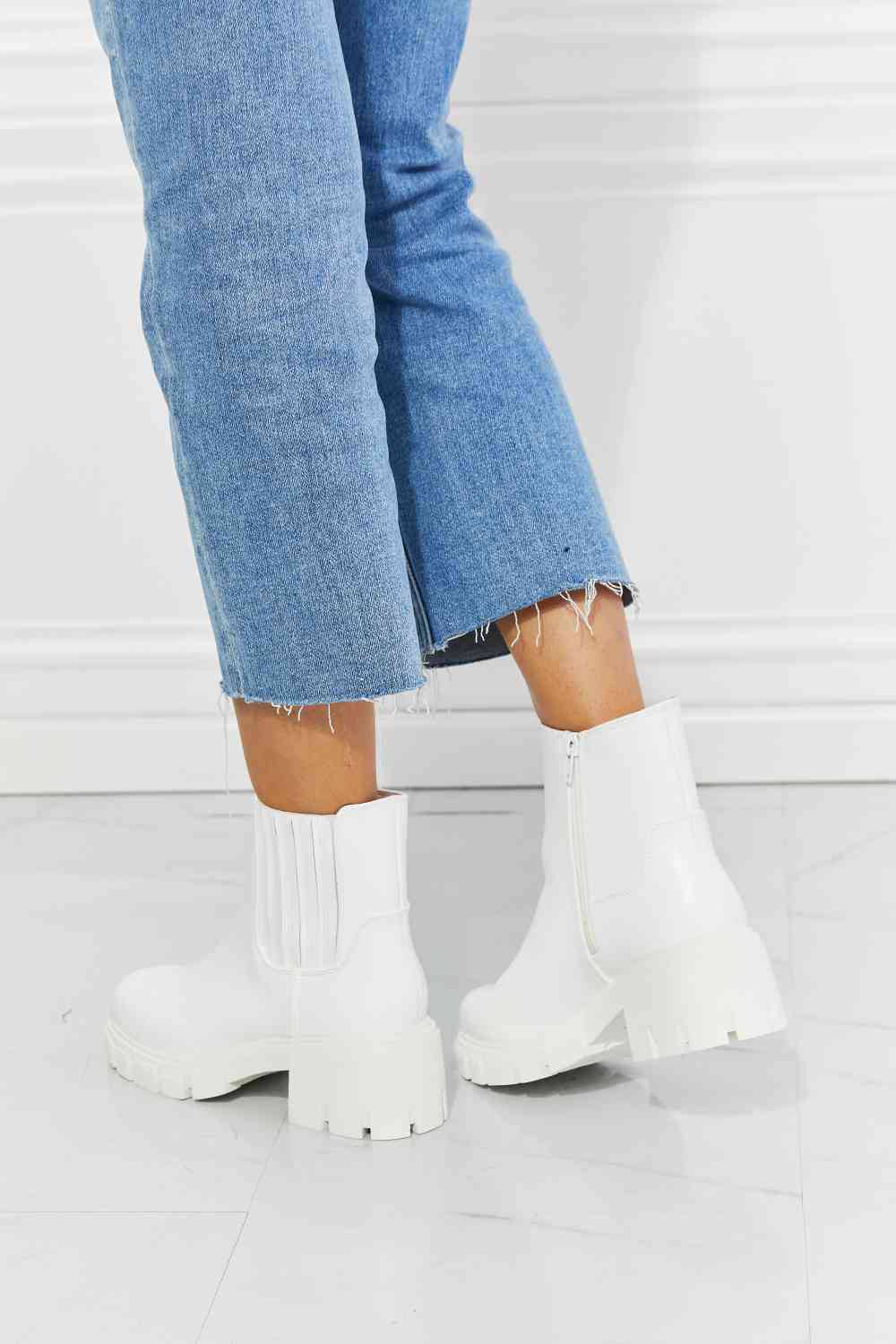 MMShoes What It Takes Lug Sole Chelsea Boots in White - Rose Gold Co. Shop