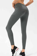 Full Size Slim Fit High Waist Long Sports Pants with Pockets - Rose Gold Co. Shop