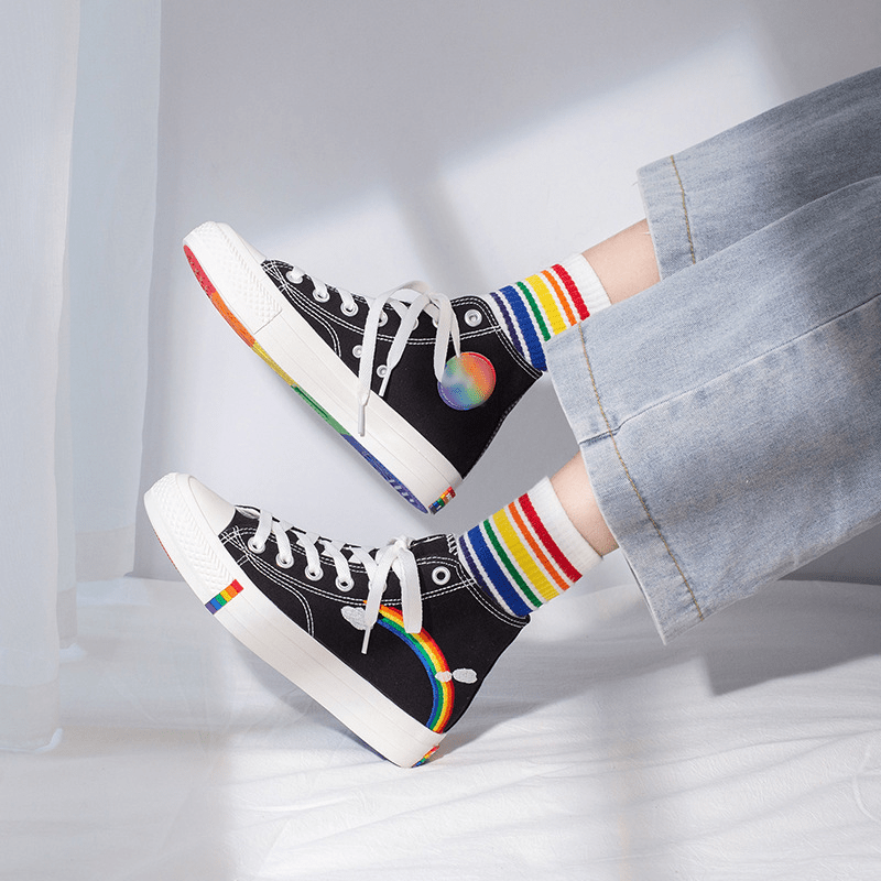Rainbow Bottom High Top Sneakers