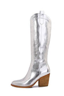 Melody Metallic Knee High Cowboy Boots - Rose Gold Co. Shop