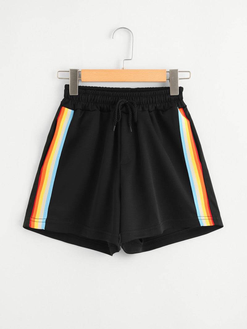 Rainbow Striped Elastic Band Shorts