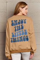 Simply Love Full Size ENJOY THE LITTLE THINGS Round Neck Sweatshirt - Rose Gold Co. Shop