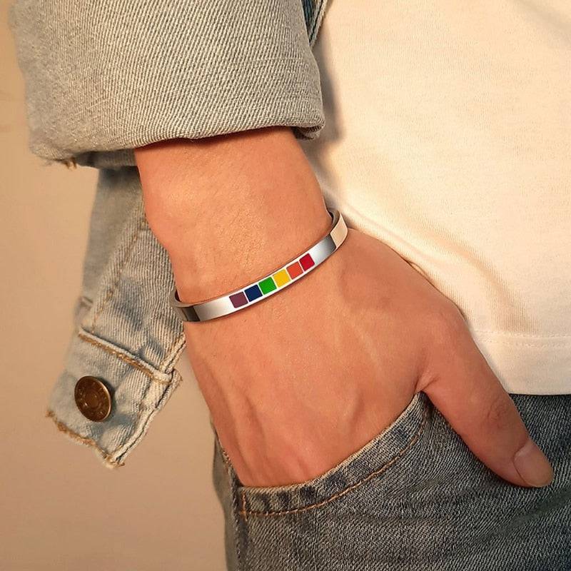 Rainbow Love Pride Bangle Bracelet