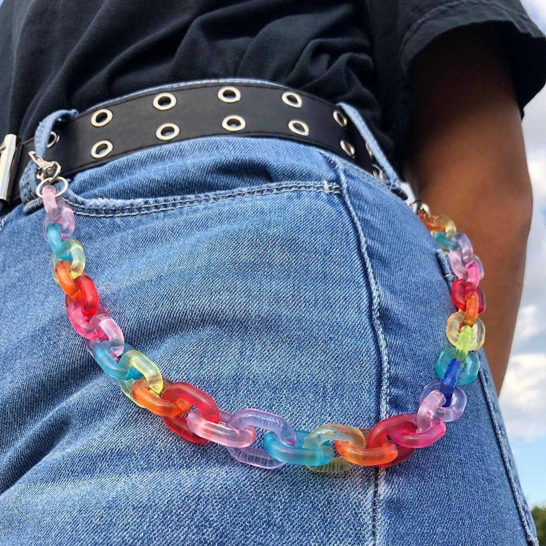 Hot Pastel Candy Rainbow Pants Chain