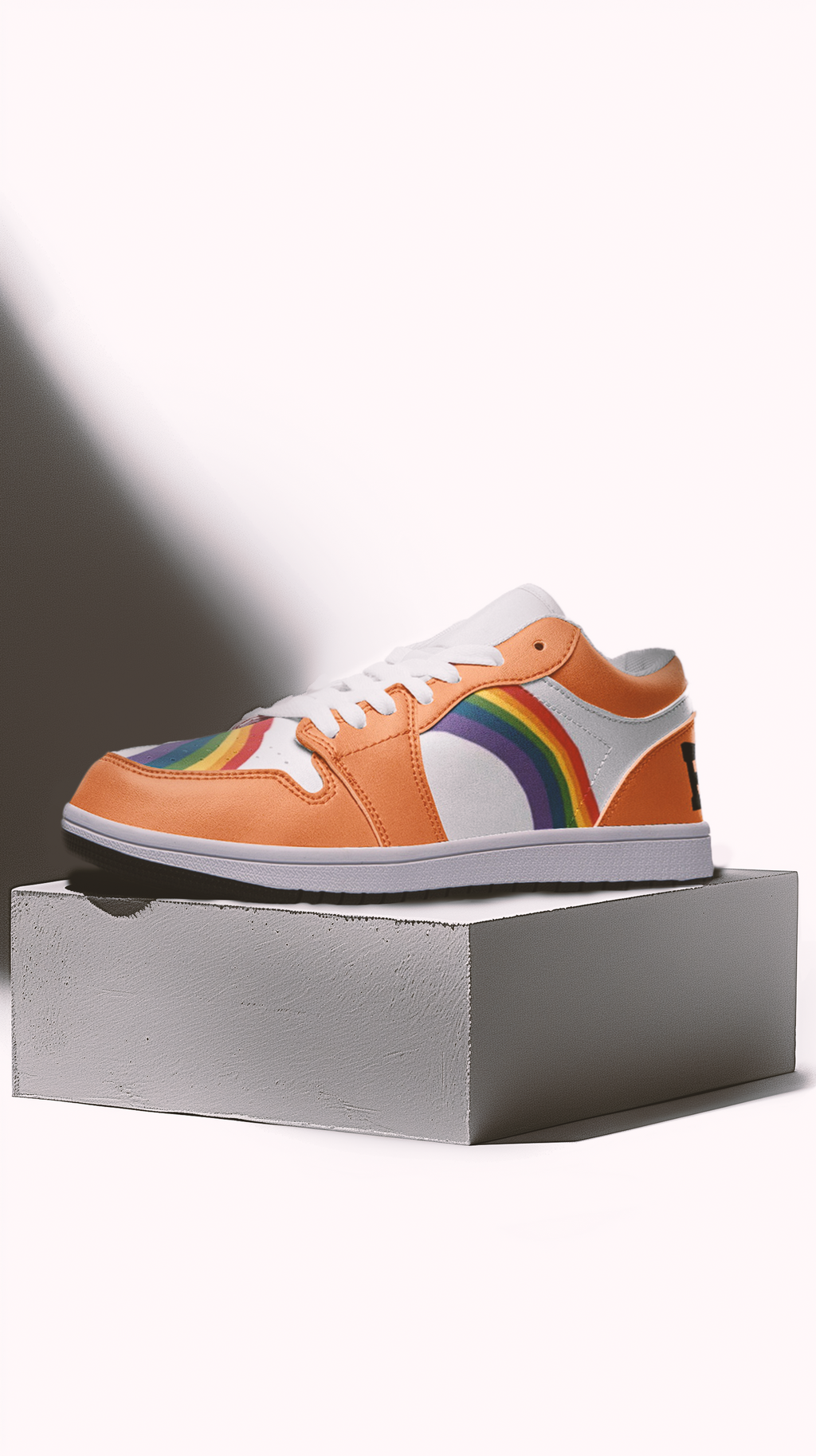 Rainbow pride burnt orange low-top sneakers, view 9 — Rose Gold Co