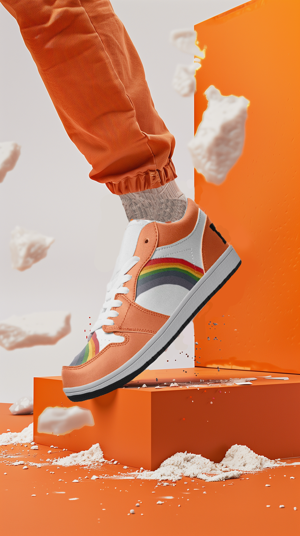 Rainbow pride burnt orange low-top sneakers, view 10 — Rose Gold Co