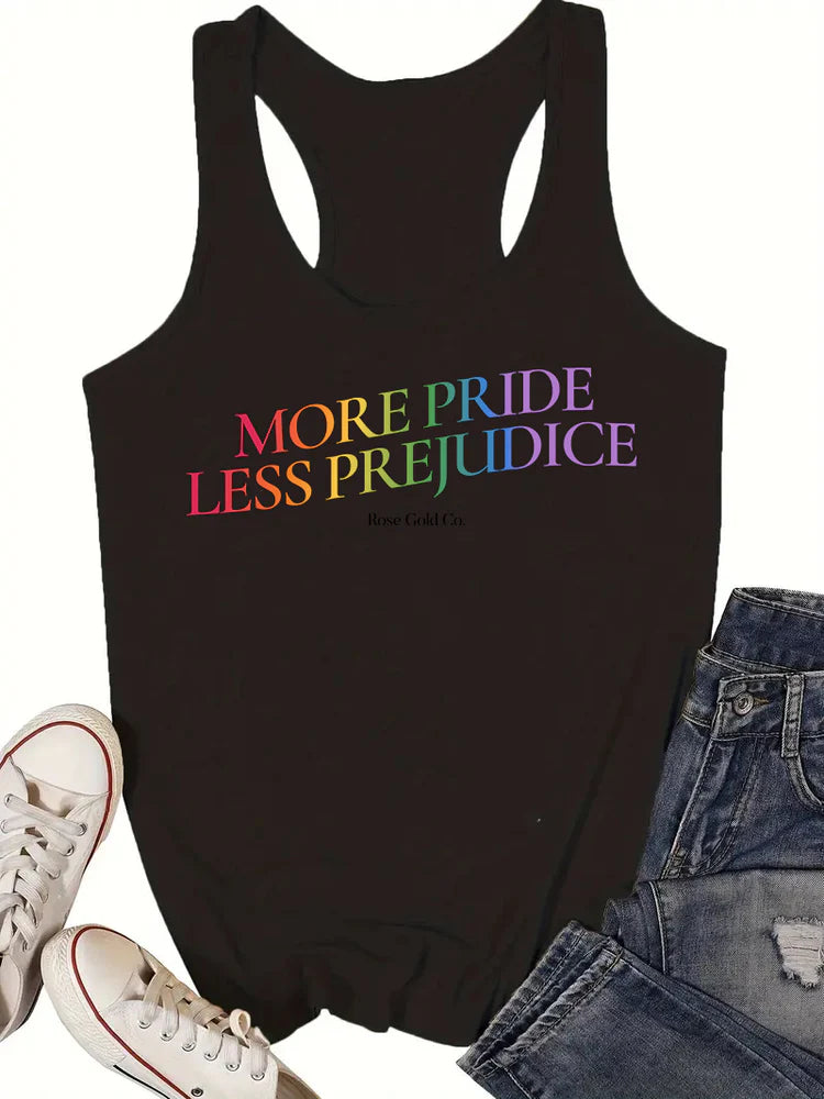 More Pride Less Prejudice tank top, view 2 — Rose Gold Co
