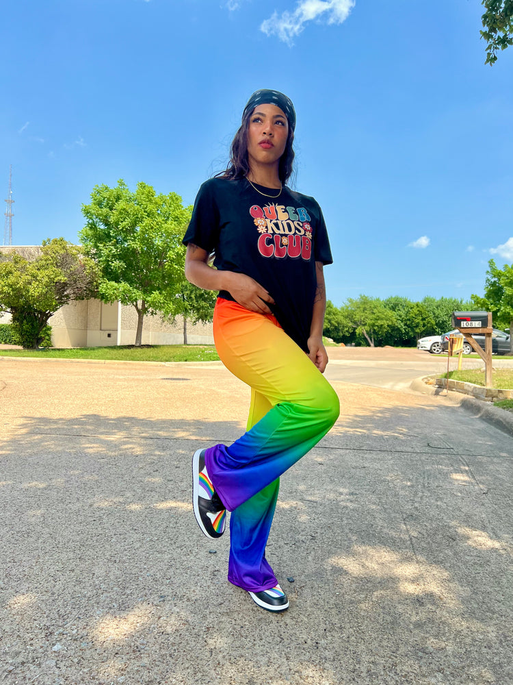 "Queer Kids Club" playful pride graphic tee, view 4 — Rose Gold Co