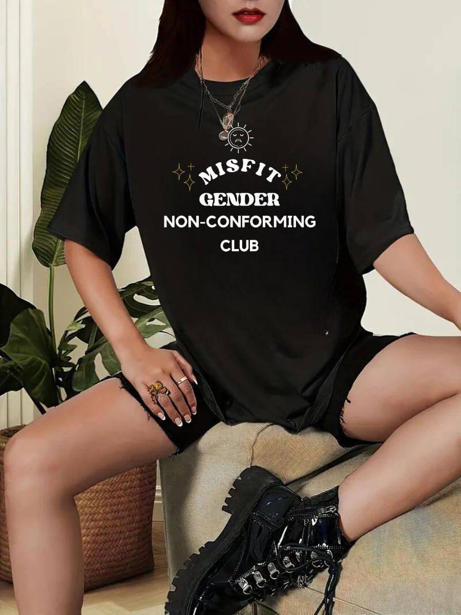 Misfit Gender Non-Conforming Club tee, view 3 — Rose Gold Co