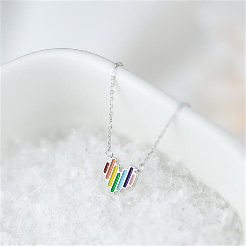 Rainbow Love Heart Necklace - Rose Gold Co. Shop