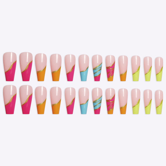 Coffin Rainbow Press on Nails - Rose Gold Co. Shop