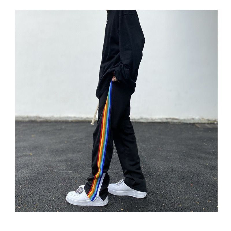 Rainbow Drawstring Pants with Zipper Bottoms - Rose Gold Co. Shop