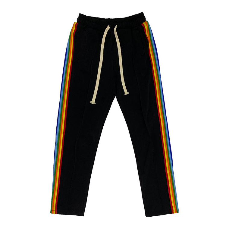 Rainbow Drawstring Pants with Zipper Bottoms