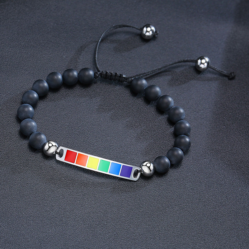 Rainbow Beaded Agate Rainbow Bracelet