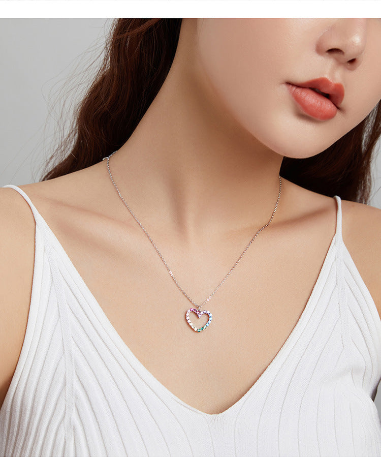 Sterling Silver Rainbow Heart Zircon Jewelry Set - Rose Gold Co. Shop