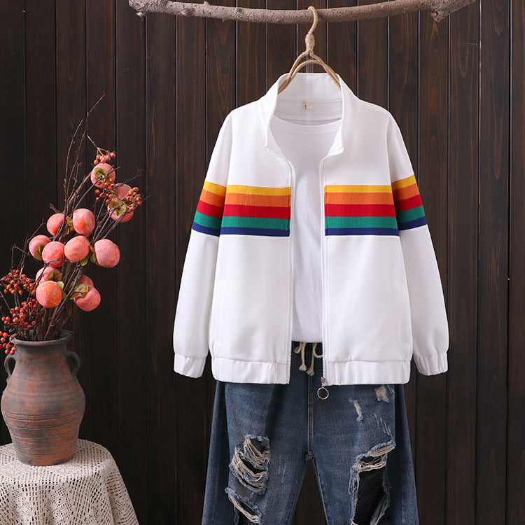 Vintage Style Rainbow Zipper Jacket - Rose Gold Co. Shop