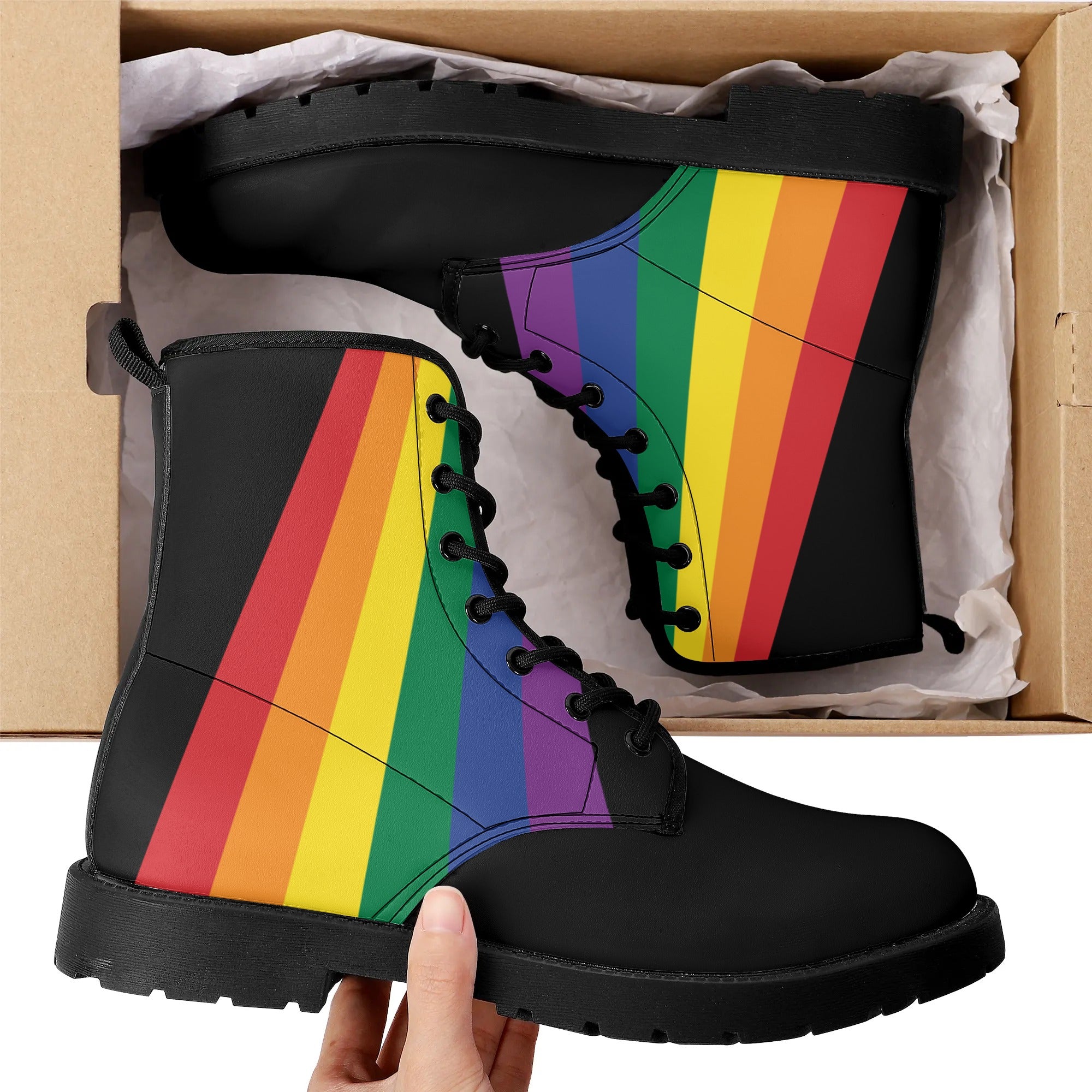 Rainbow Pride Womens Leather Boots