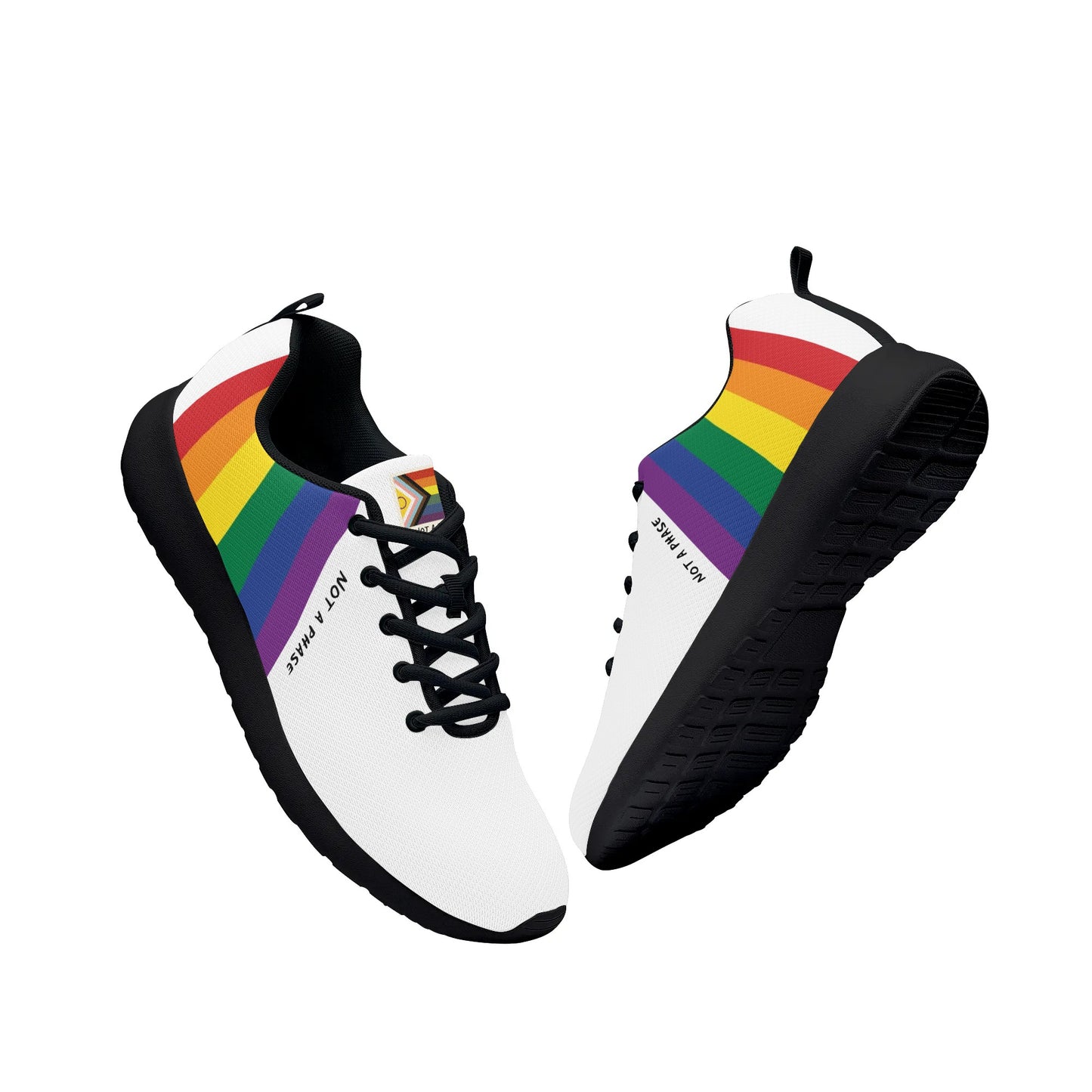 Rainbow Pride Not A Phase Womens Mesh Running Sneakers - Rose Gold Co. Shop