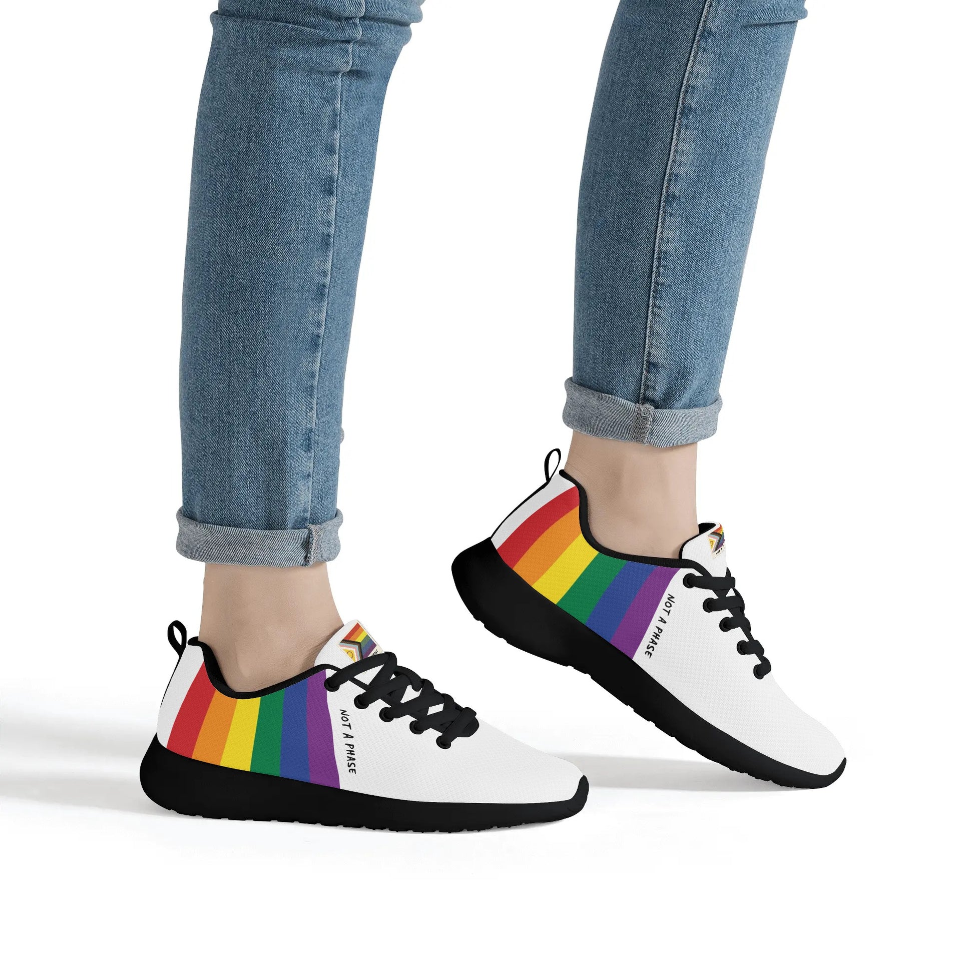 Rainbow Pride Not A Phase Womens Mesh Running Sneakers - Rose Gold Co. Shop