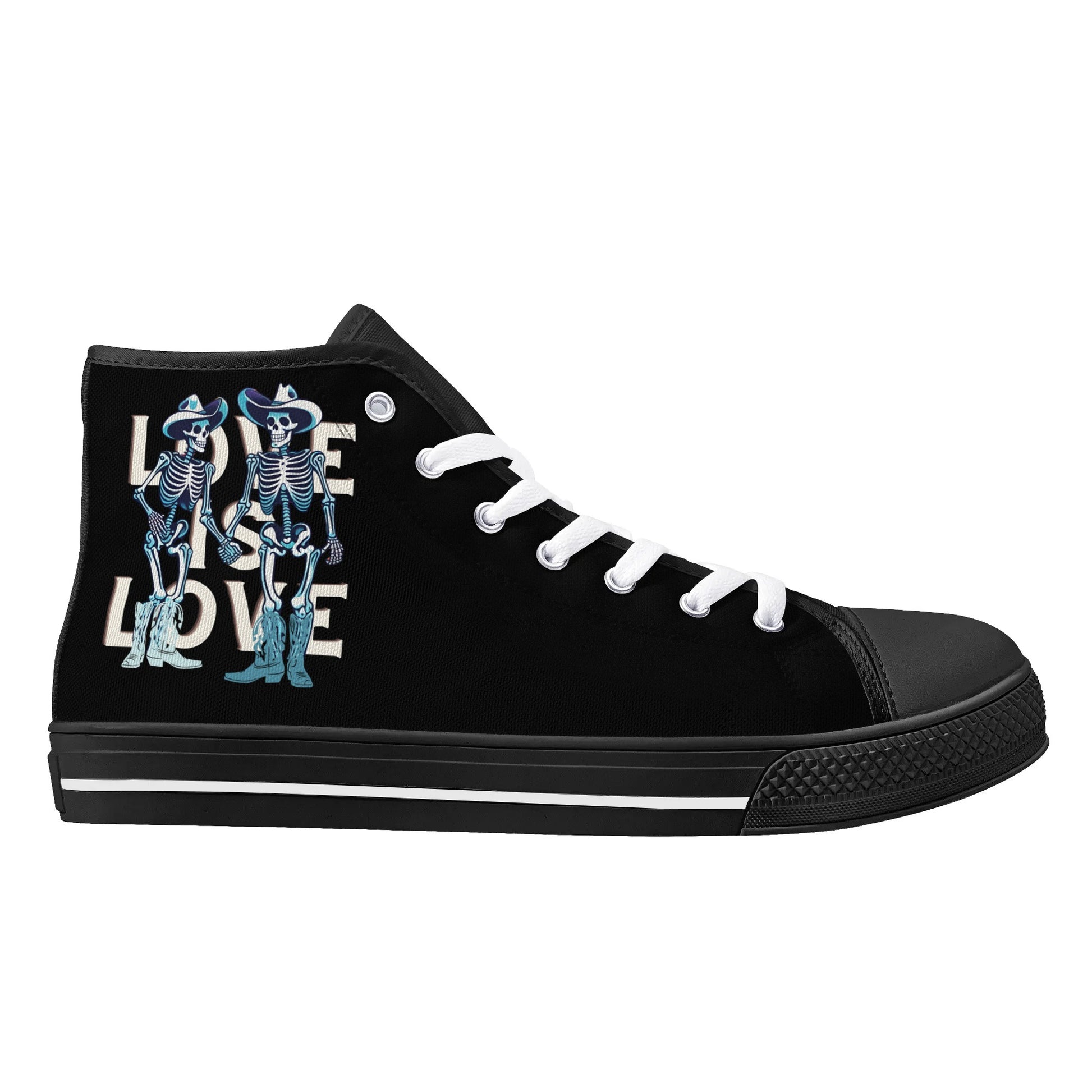 Love Is Love Skeleton Womens High Top Shoes - Rose Gold Co. Shop