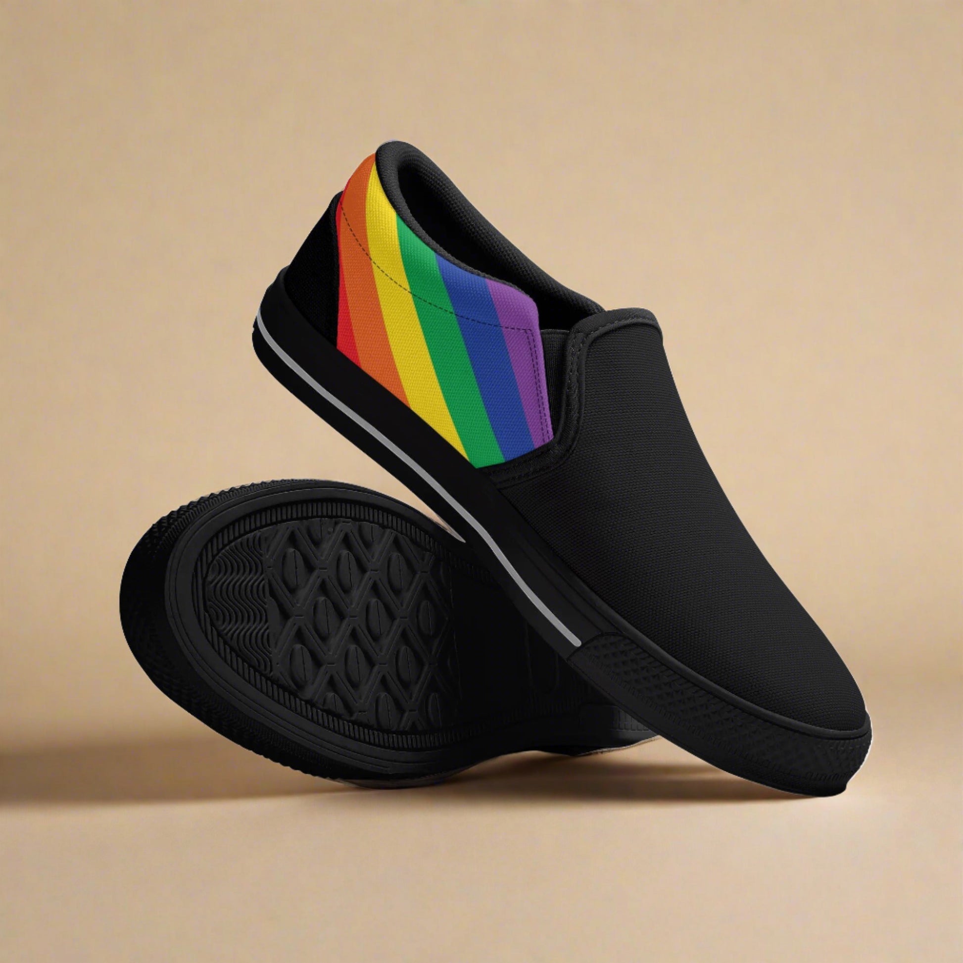 Black Rainbow LGBT Not A Phase Slip-On Mens Sneakers - Rose Gold Co. Shop