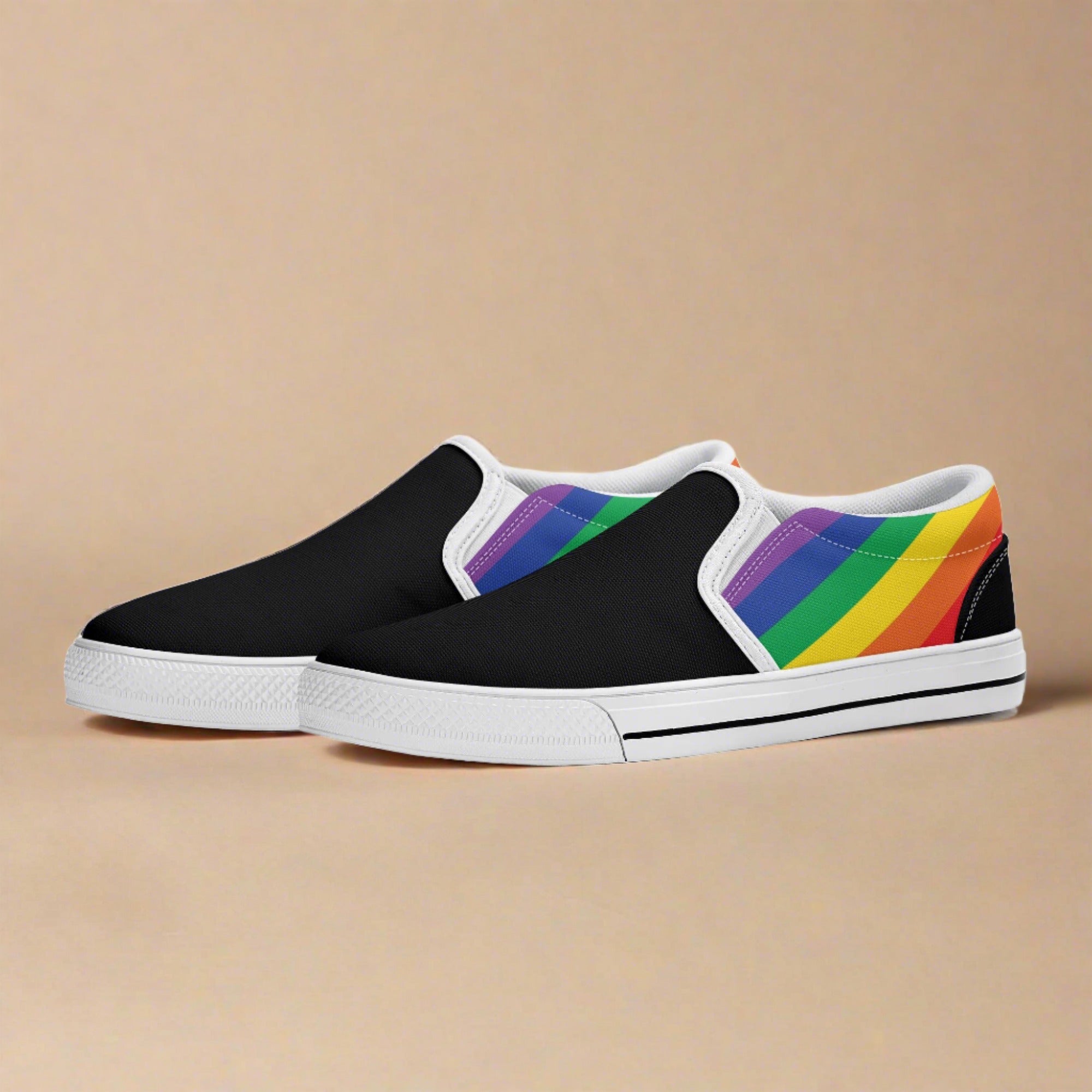 Black Rainbow LGBT Not A Phase Slip-On Mens Sneakers