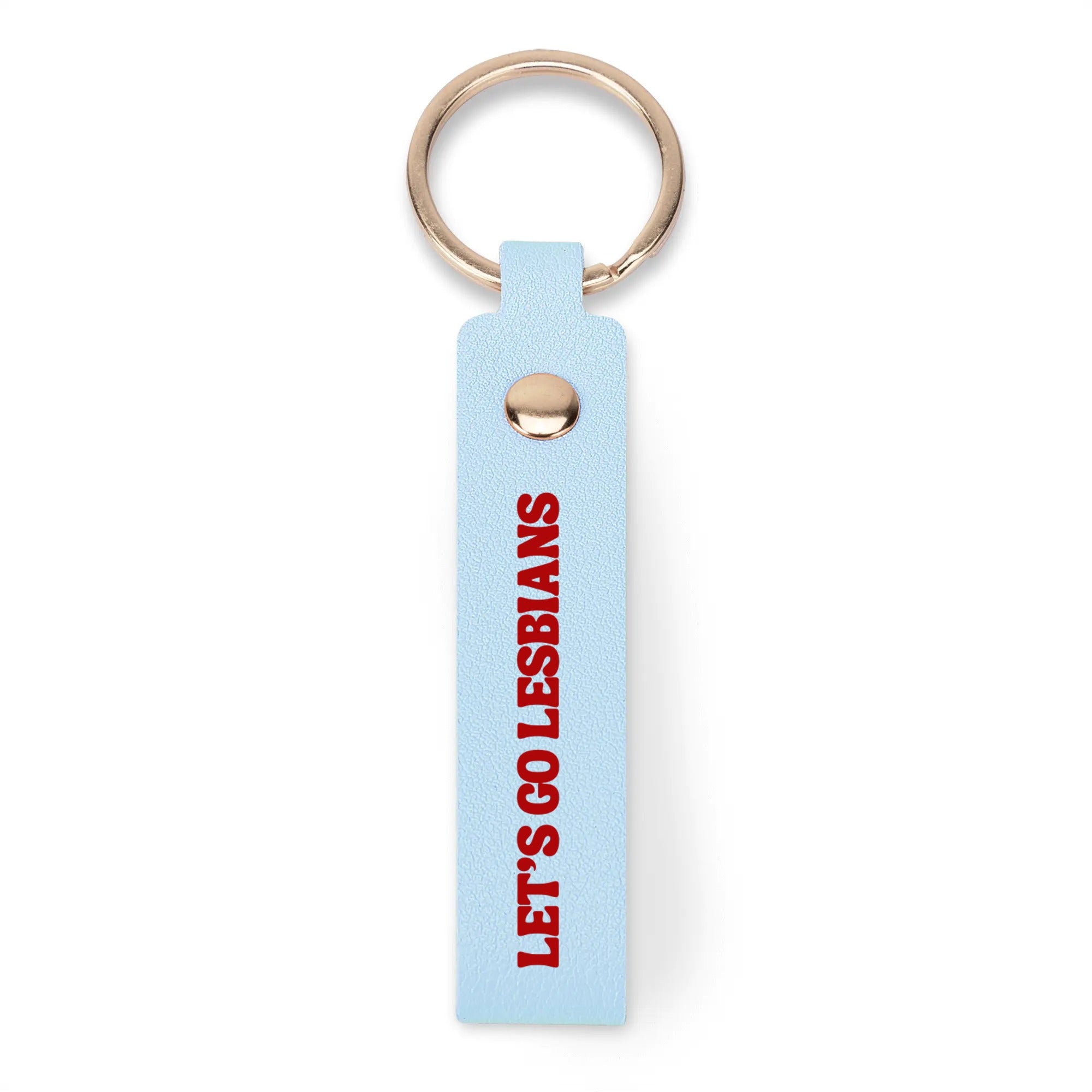 Let's Go Lesbians Handcrafted Leather Loop Keychain - Rose Gold Co. Shop