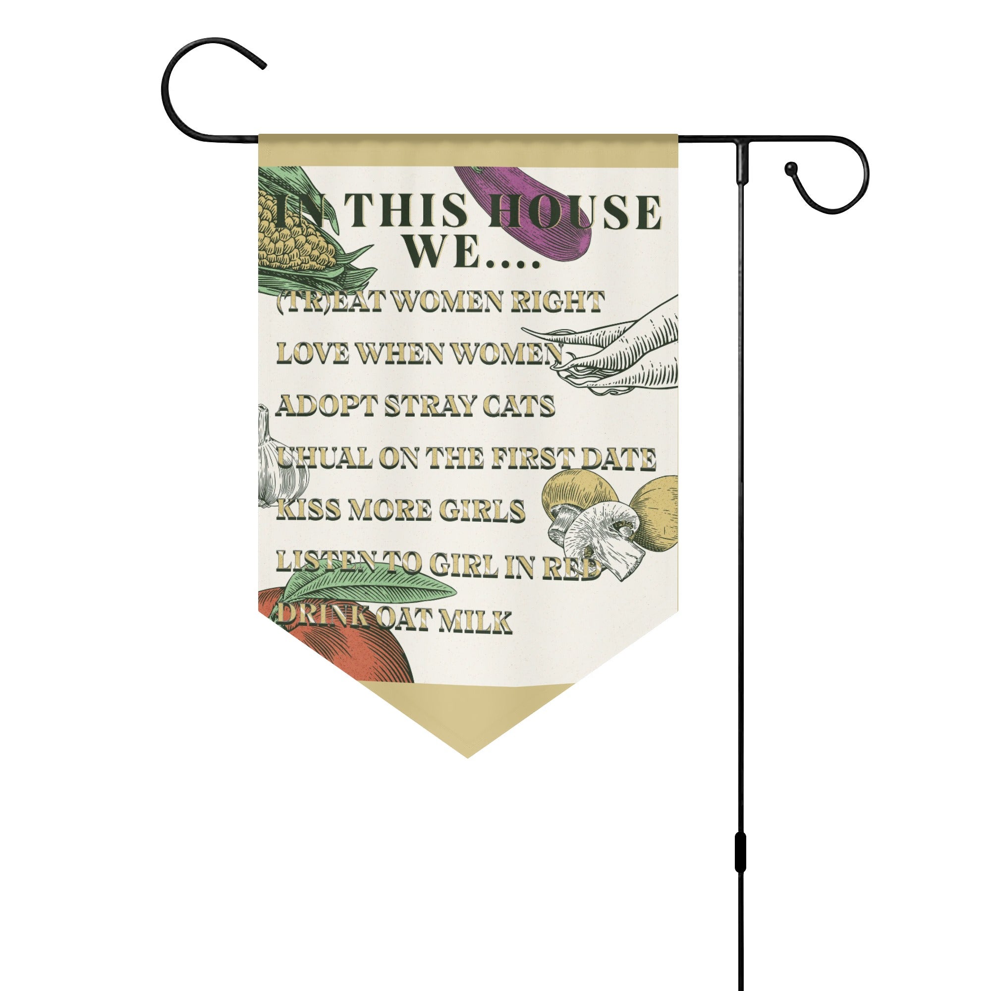 In this house we Lesbian Farm House Edition Garden Flag Banner (Inverted-triangle) 12X18 In