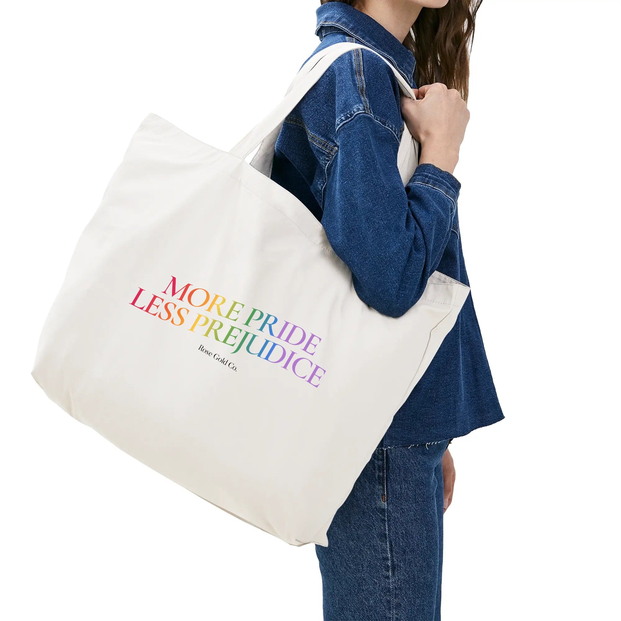 More Pride Less Prejudice Tote Bag (Single-sided Print) - Rose Gold Co. Shop