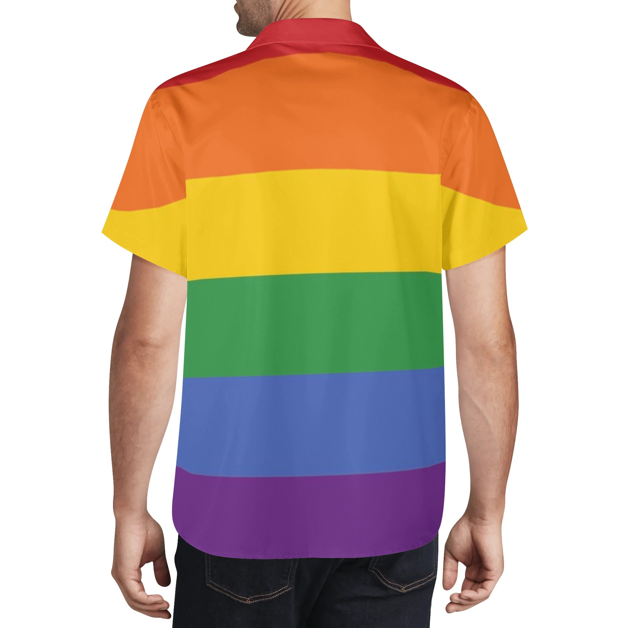 Rainbow LGBT Pride Striped Hawaiian Shirt - Rose Gold Co. Shop
