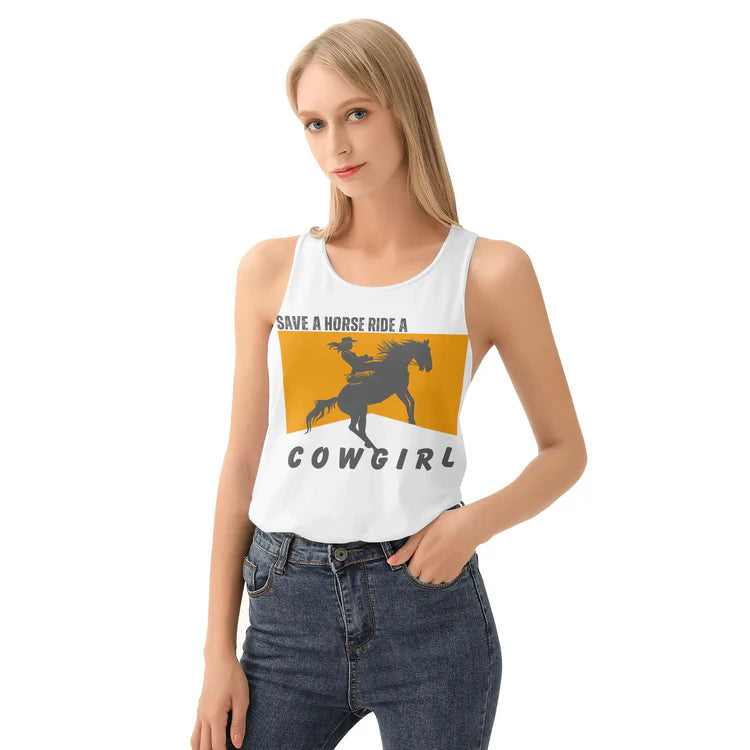 Save A Horse Ride A Cowgirl tank top, view 5 — Rose Gold Co
