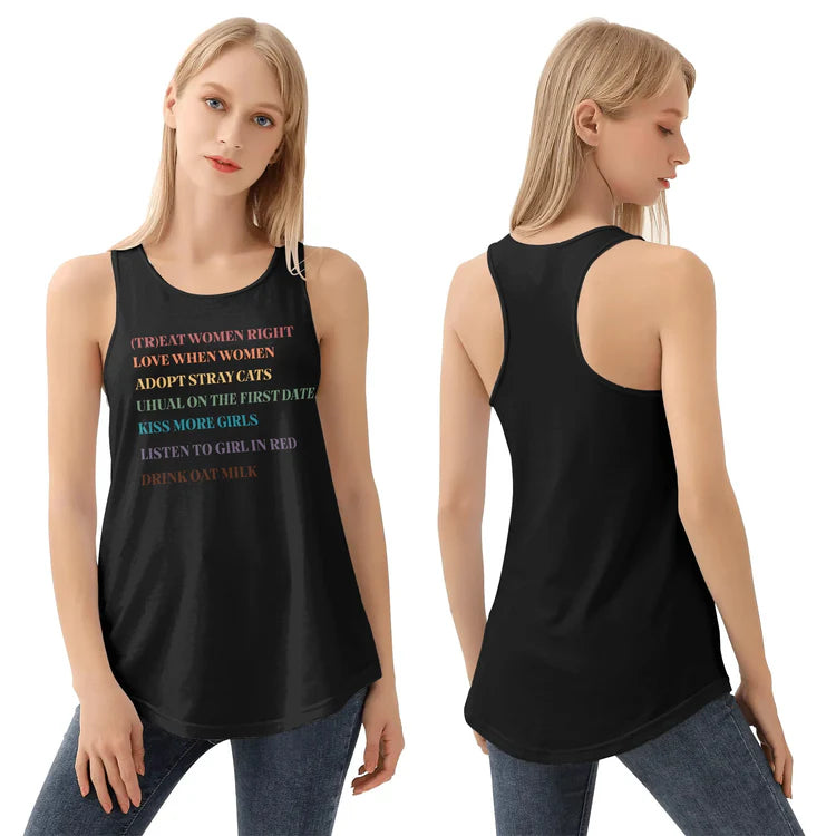 Lesbian Rules rainbow tank top, view 3 — Rose Gold Co