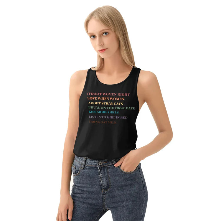 Lesbian Rules rainbow tank top, view 2 — Rose Gold Co