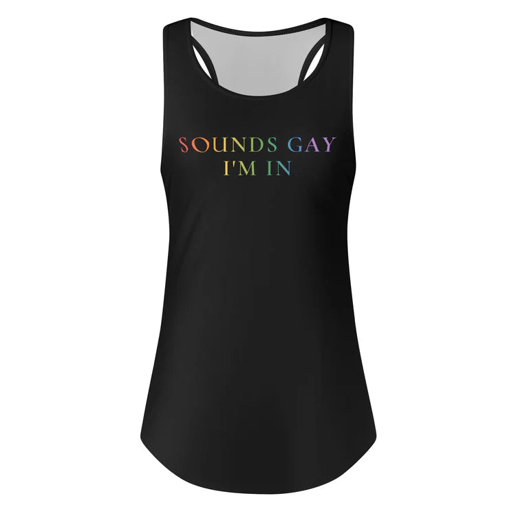 Sounds Gay I'm In rainbow tank top, view 12 — Rose Gold Co