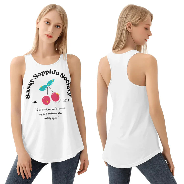 Sassy Sapphic Society loose tank top, view 3 — Rose Gold Co