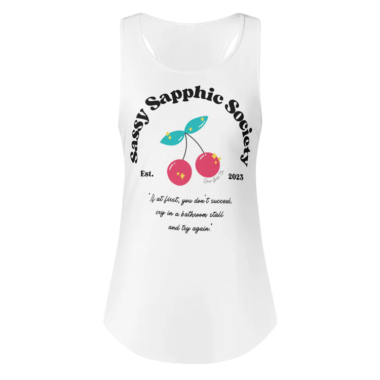 Sassy Sapphic Society loose tank top, view 5 — Rose Gold Co