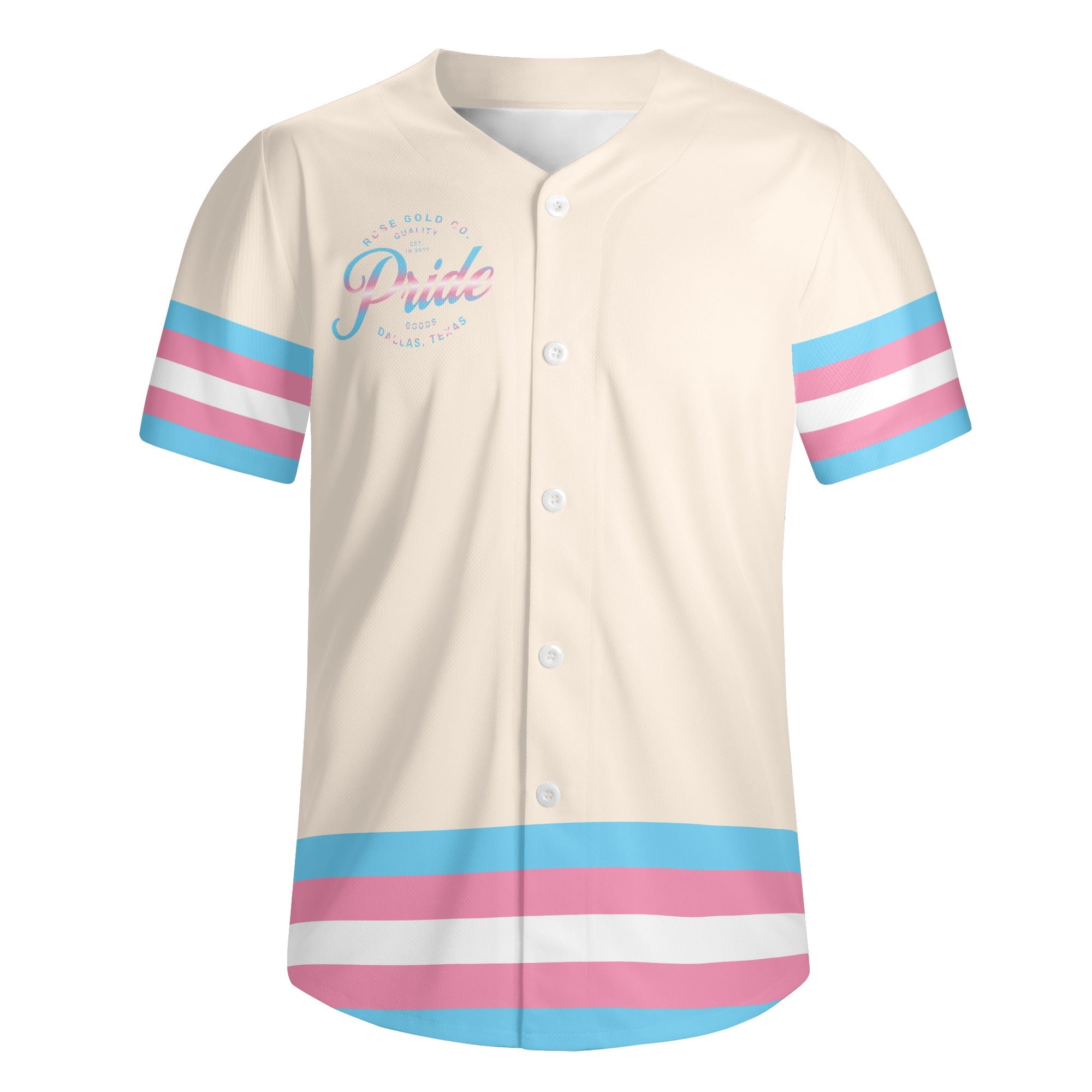 Trans Pride Tan Baseball Jersey - Rose Gold Co. Shop