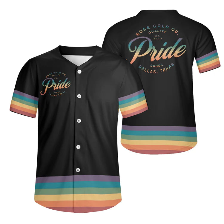 Rainbow LGBT pride baseball jersey, view 11 — Rose Gold Co