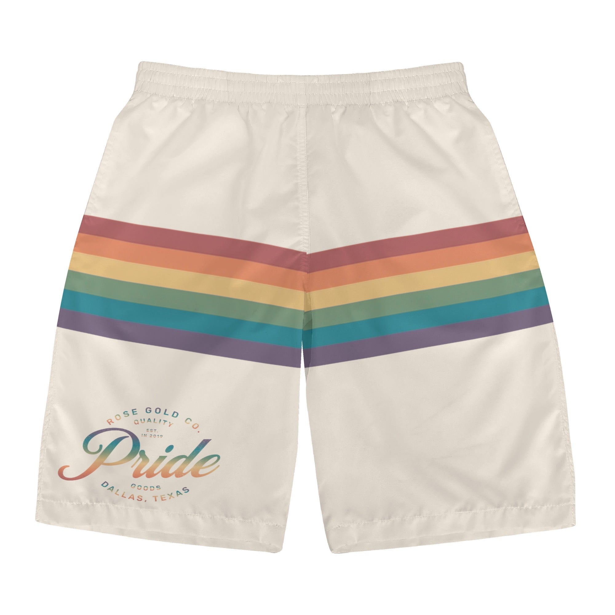 Rainbow Stripe LGBT Pride Jersey Board Shorts - Rose Gold Co. Shop