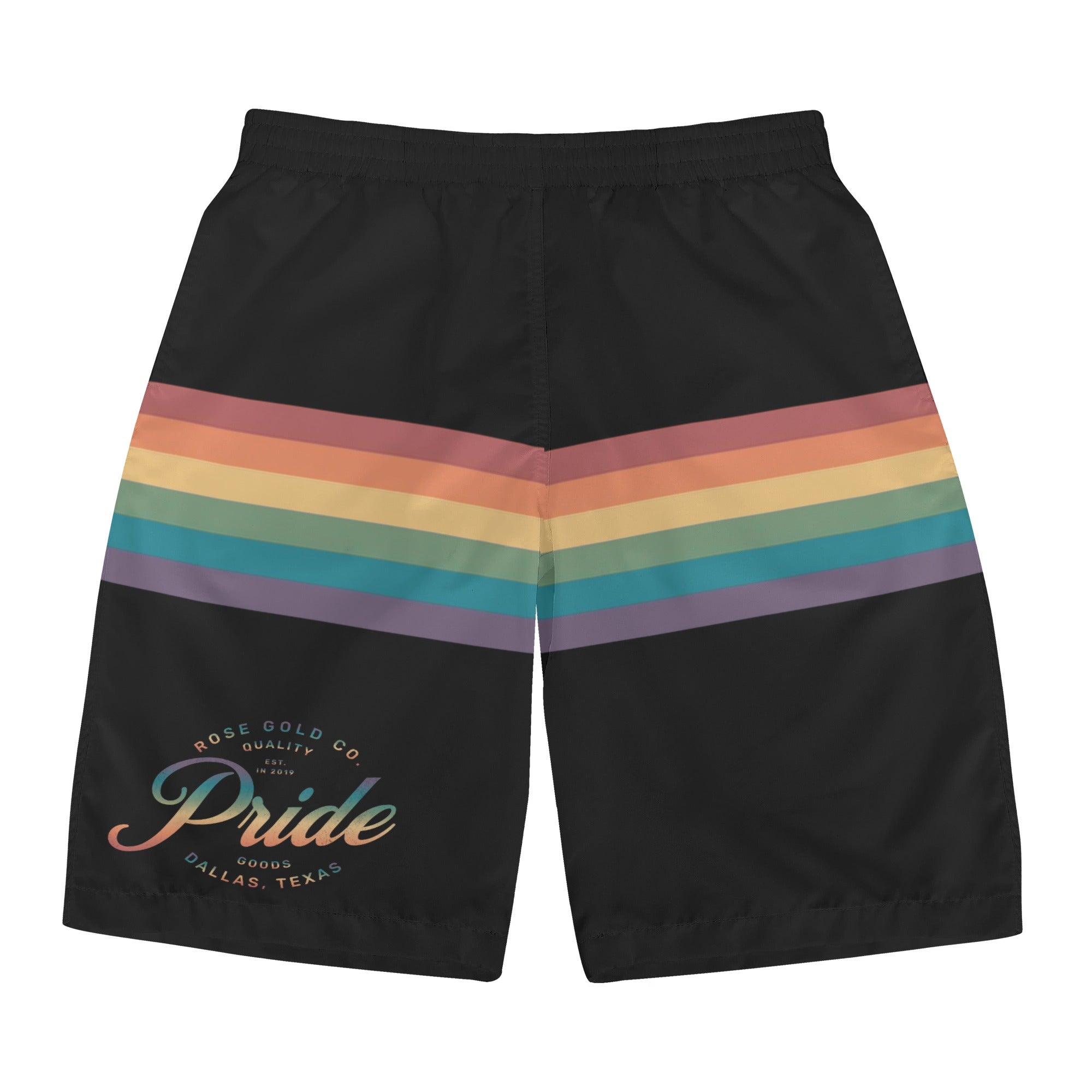 Rainbow Stripe LGBT Pride Black Jersey Shorts